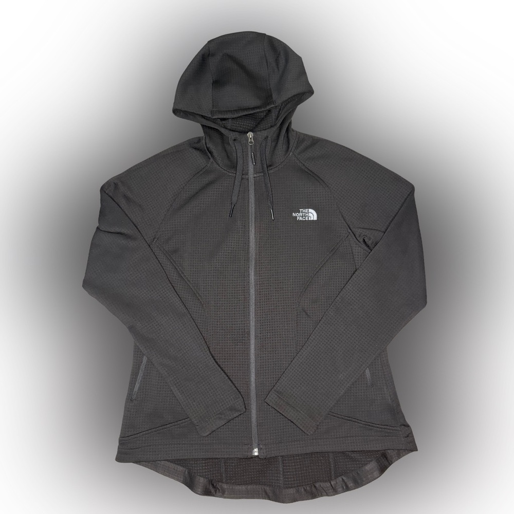 The North Face Women’s Full-Zip Waffle-Knit Hooded Jacket – Black, Size Large